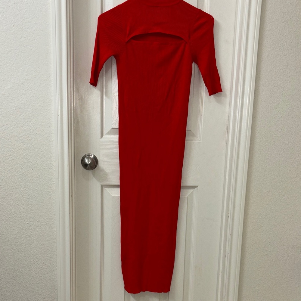 Zara Vibrant Red Long Haft Sleeve Dress size small